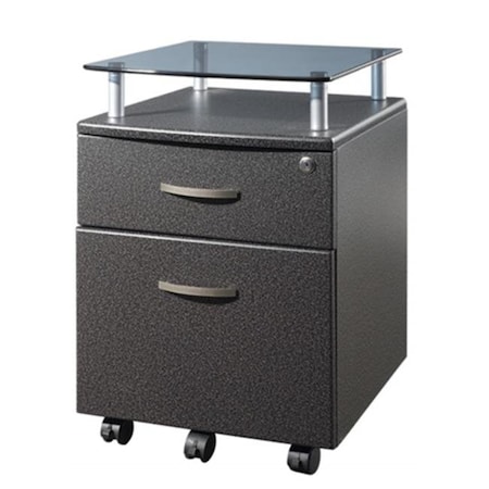 Techni Mobili Techni Mobili RTA-S06-GPH06 Rolling Glass Top File Cabinet - Graphite RTA-S06-GPH06
